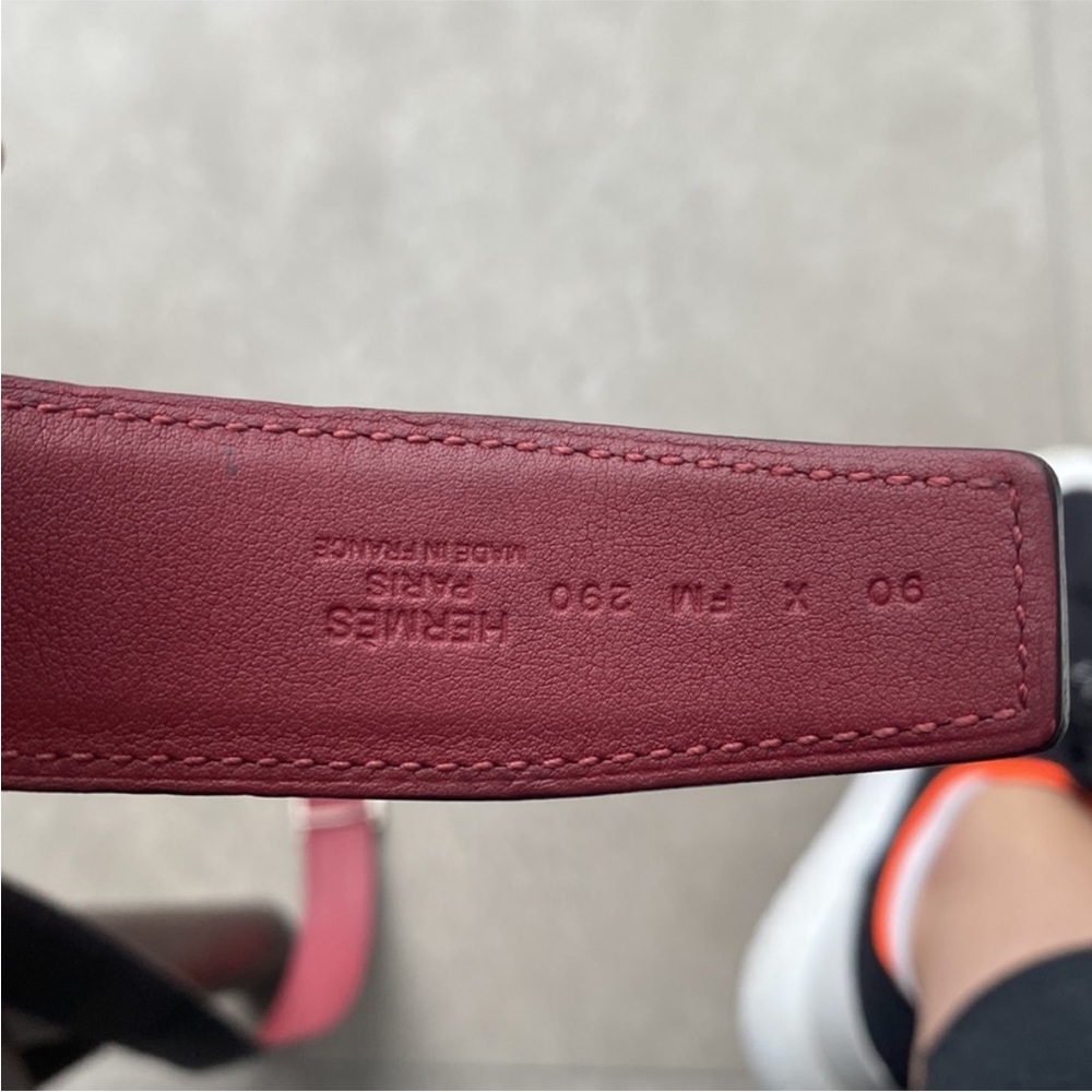 Authentic Hermes Black and Red Belt with Silver H Buckle - Picture 2 of 6